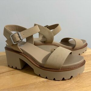 MIA Womens Savy Block Heel Platform Sandals Size 7 Sand Lugged Sole Chunky